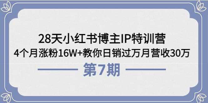 28天小红书博主IP特训营《第6 7期》4个月涨粉16W 教你日销过万月营收30万