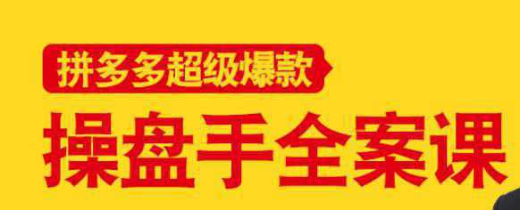 拼多多超级爆款操盘手全案课，教你新店0-1快速突破