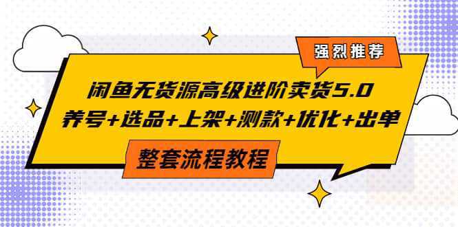 闲鱼无货源高级进阶卖货5.0，养号 选品 上架 测款 优化 出单整套流程教程