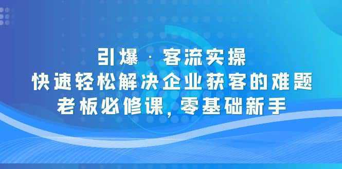 引爆·客流实操：快速轻松解决企业获客的难题，老板必修课，零基础新手