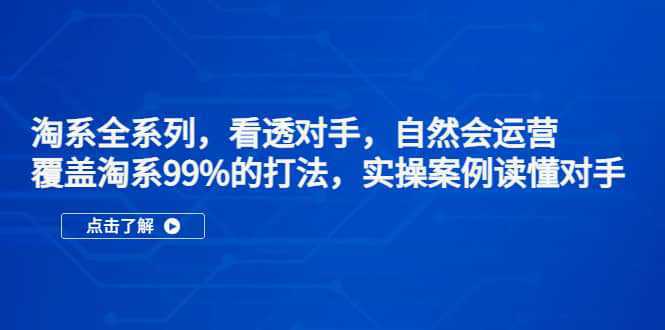 淘系全系列，看透对手，自然会运营，覆盖淘系99%·打法，实操案例读懂对手