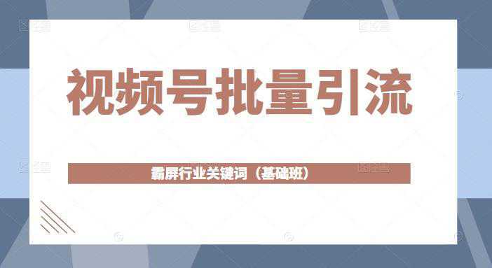 视频号批量引流，霸屏行业关键词（基础班）全面系统讲解视频号玩法【无水印】