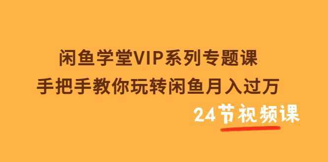 闲鱼学堂VIP系列专题课：手把手教你玩转闲鱼月入过万（共24节视频课）