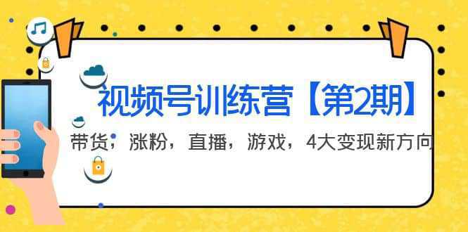 某收费培训：视频号训练营【第2期】带货，涨粉，直播，游戏，4大变现新方向