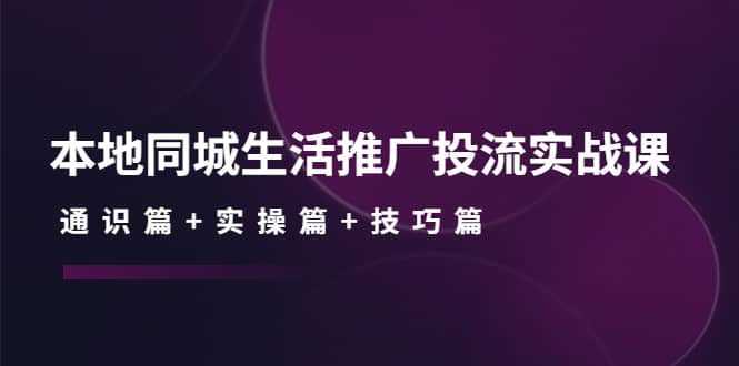 本地同城生活推广投流实战课：通识篇 实操篇 技巧篇