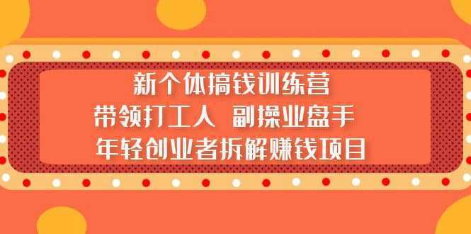 新个体搞钱训练营：带领打工人 副操业盘手 年轻创业者拆解赚钱项目