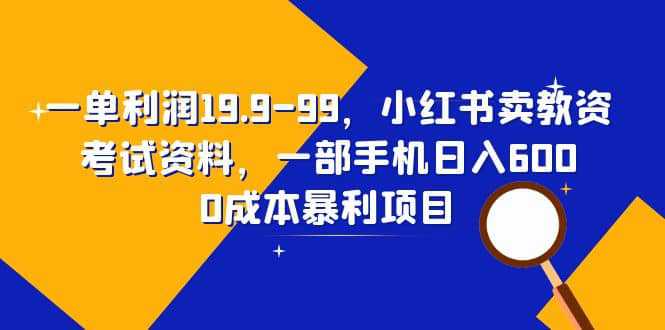 一单利润19.9-99，小红书卖教资考试资料，一部手机日入600（教程 资料）