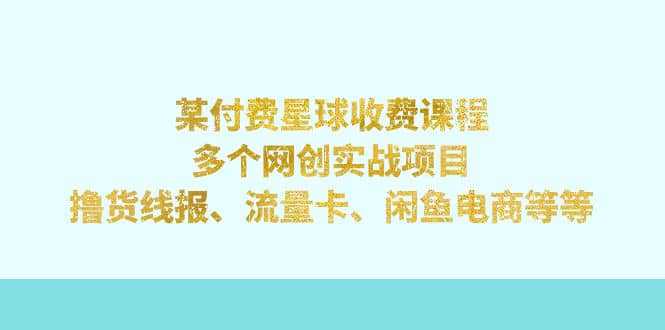 某付费星球课程：多个网创实战项目，撸货线报、流量卡、闲鱼电商等等