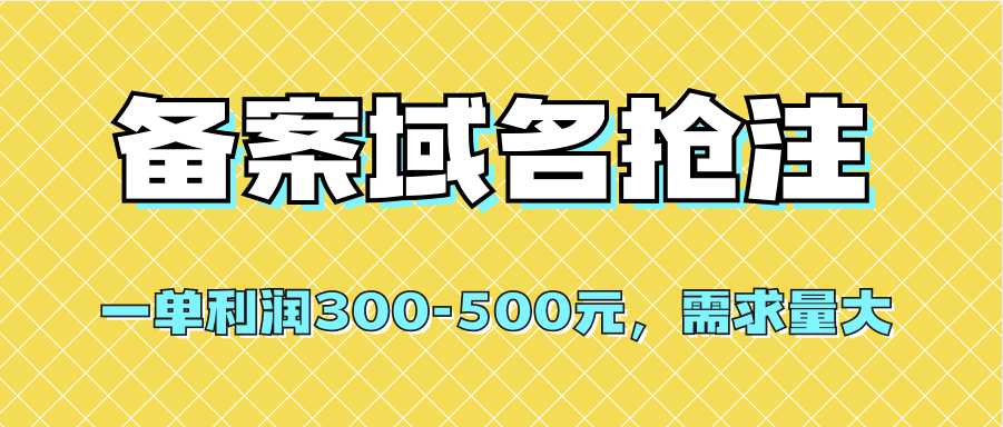 【全网首发】备案域名抢注，一单利润300-500元，需求量大