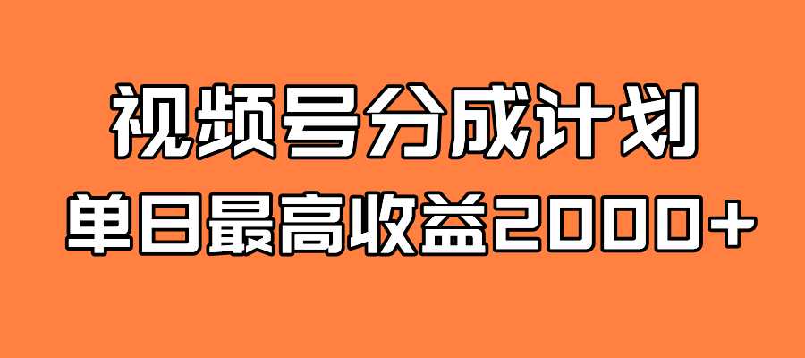 全新蓝海 视频号掘金计划 日入2000