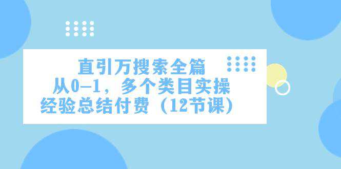 直引万·搜索全篇，从0-1，多个类目实操经验总结付费（12节课）