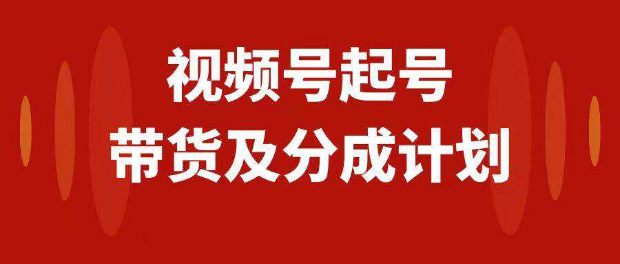 视频号快速起号，分成计划及带货，0-1起盘、运营、变现玩法，日入1000