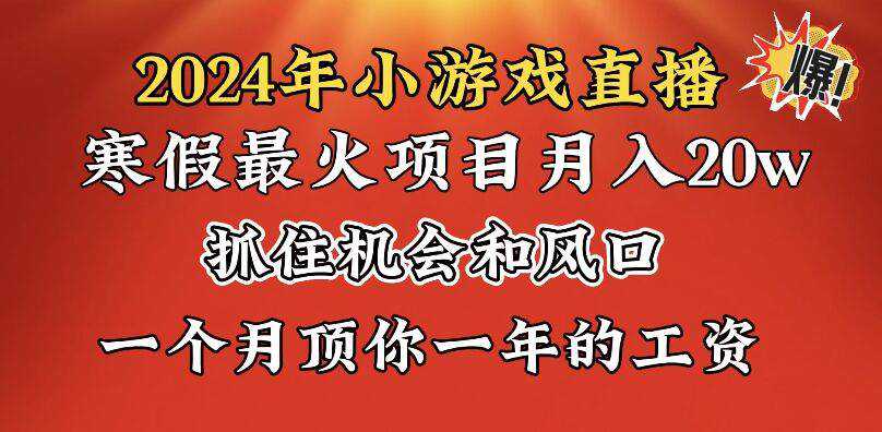 2024年寒假爆火项目，小游戏直播月入20w ，学会了之后你将翻身