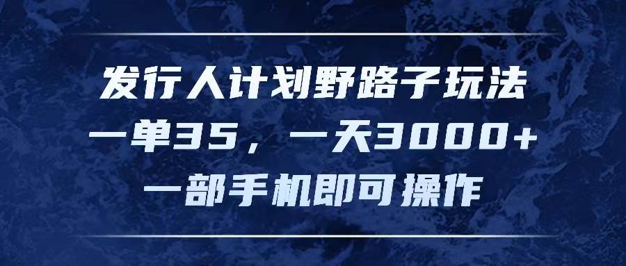 发行人计划野路子玩法，一单35，一天3000+，一部手机即可操作